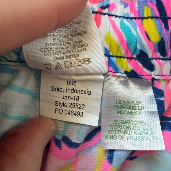 Lilly Pulitzer Nylon Swim Shorts Women's L Beach Flamingo Seashells Pockets - Picture 4 of 9